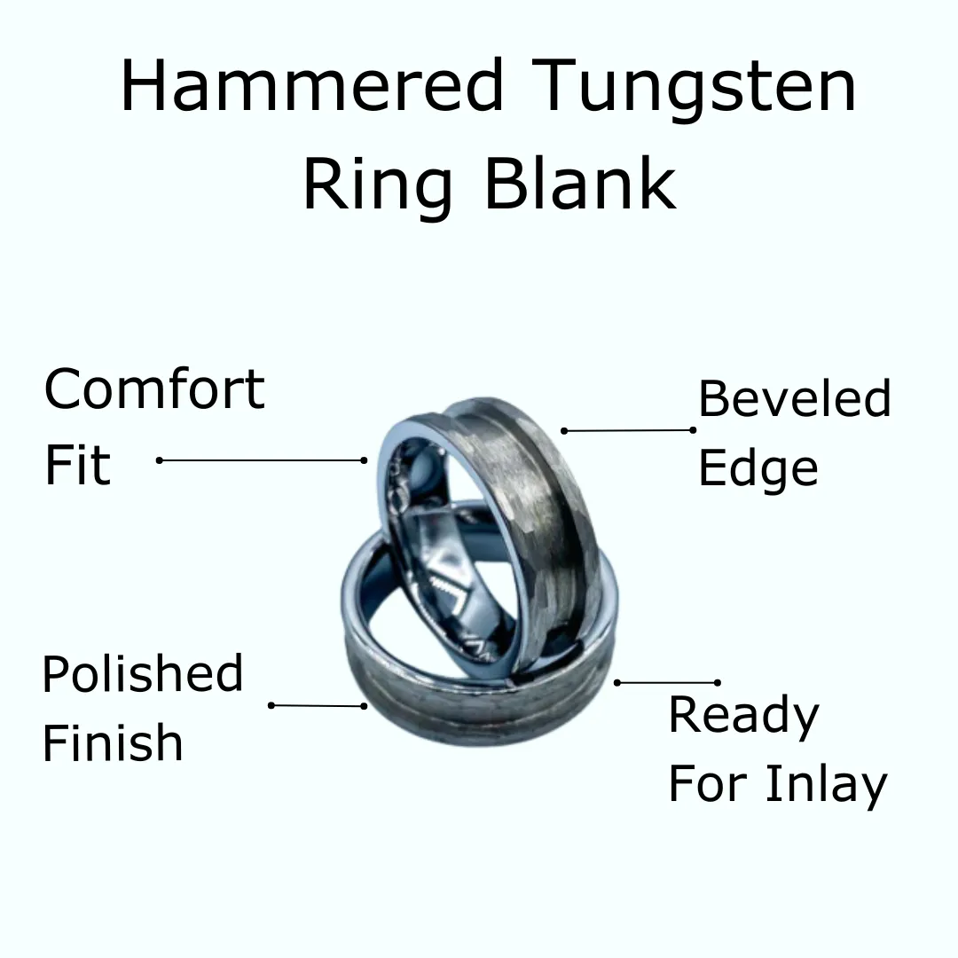 10 Pack - Hammered Tungsten Ring Blank