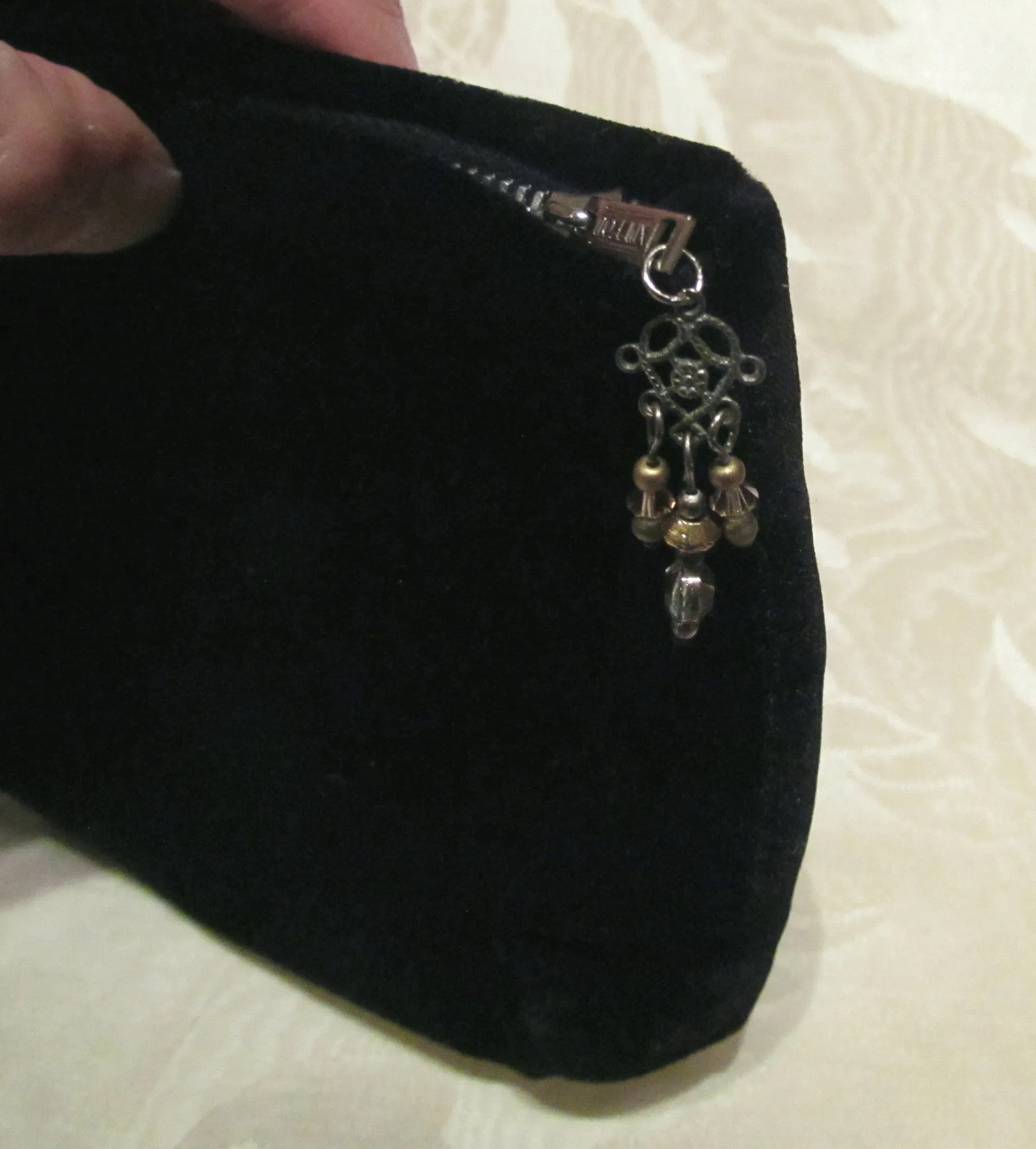 1930s Black Velvet Rhinestone Purse Excellent Condition