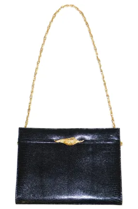 1960s Martin Van Schaak Black Lizard Handbag