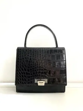 1980s GIANNI VERSACE CROCODILE PRINT LEATHER TOTE MINI BAG