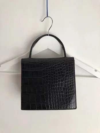 1980s GIANNI VERSACE CROCODILE PRINT LEATHER TOTE MINI BAG