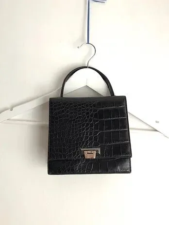 1980s GIANNI VERSACE CROCODILE PRINT LEATHER TOTE MINI BAG