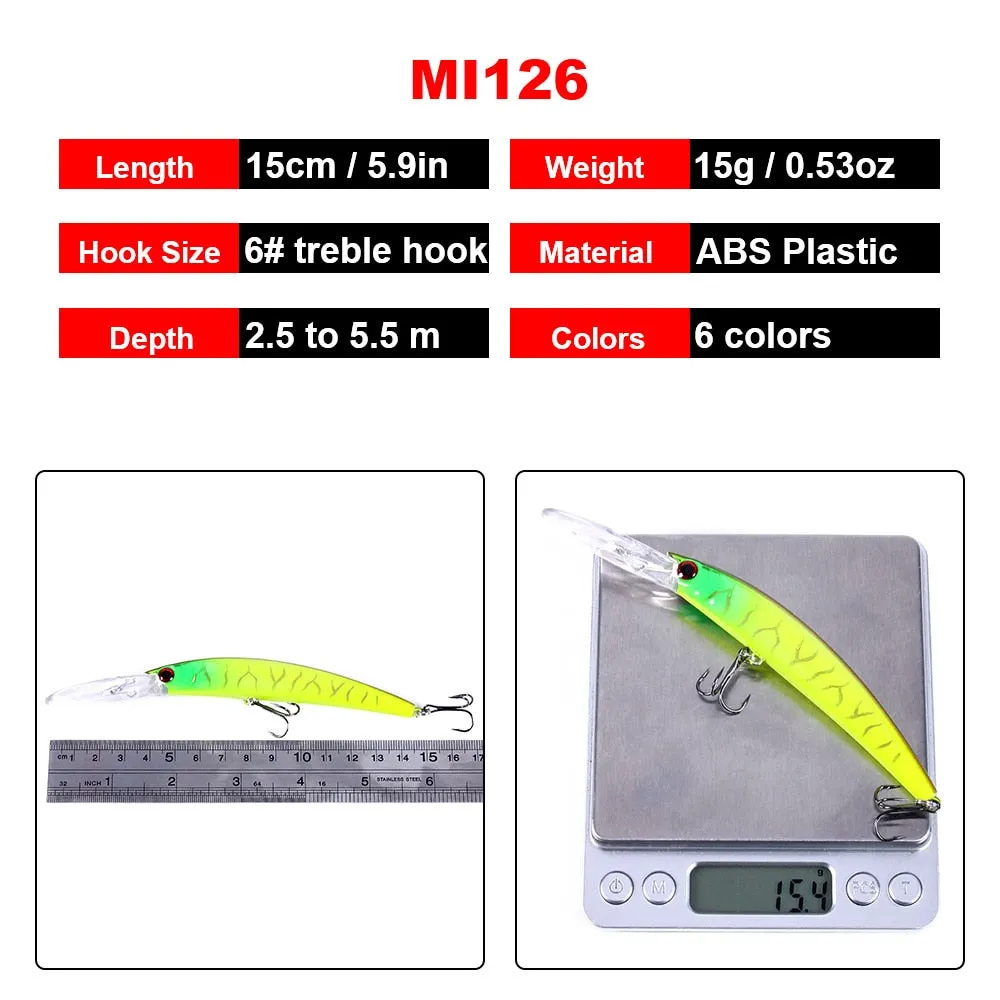 1pcs 15cm 15g  Deep Diving Jerkbait Artificial Hard Bait Fishing Wobblers Minnow Lure for Bass Pike Carp Fishing  Tackle