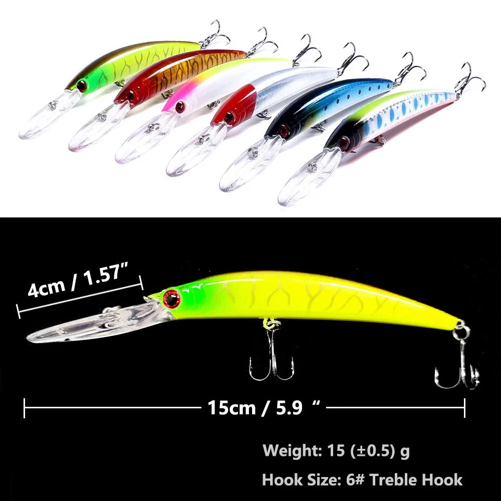 1pcs 15cm 15g  Deep Diving Jerkbait Artificial Hard Bait Fishing Wobblers Minnow Lure for Bass Pike Carp Fishing  Tackle