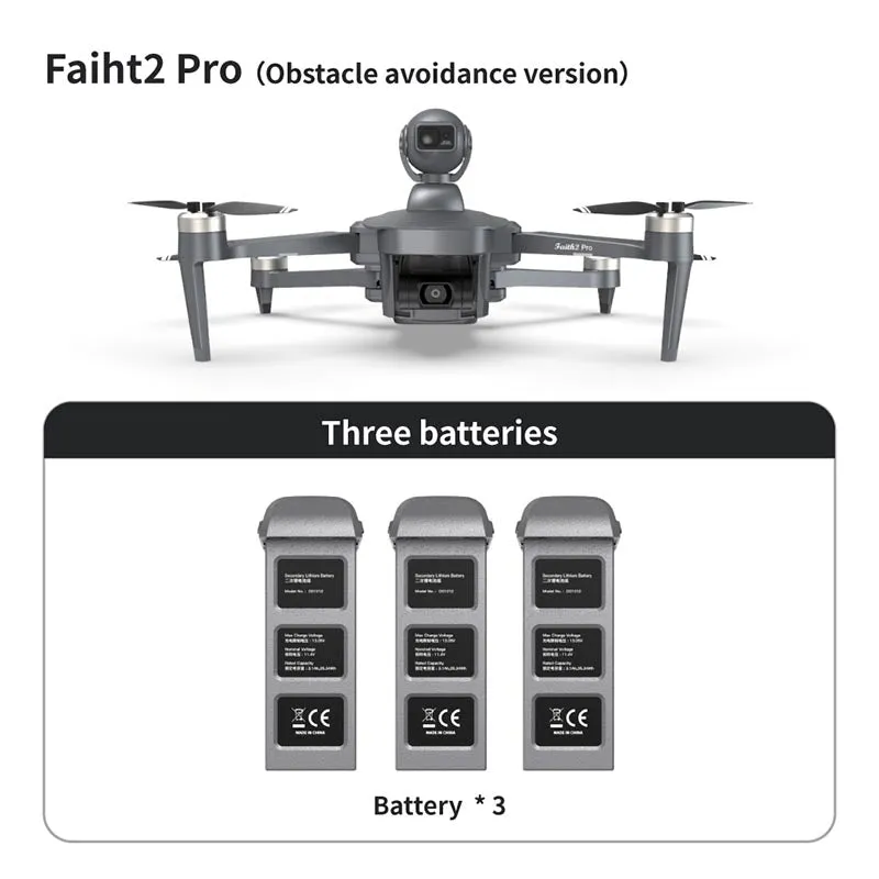 4K Drone Cfly Faith2 PRO 3-Axis Gimbal HD Camera 360° Rotating Radar Obstacle Avoidance 6KM FPV GPS 5G Wifi Quadcopter