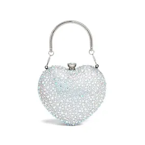 Accity | Mini Heart Rhinestone Evening Bag: Silver