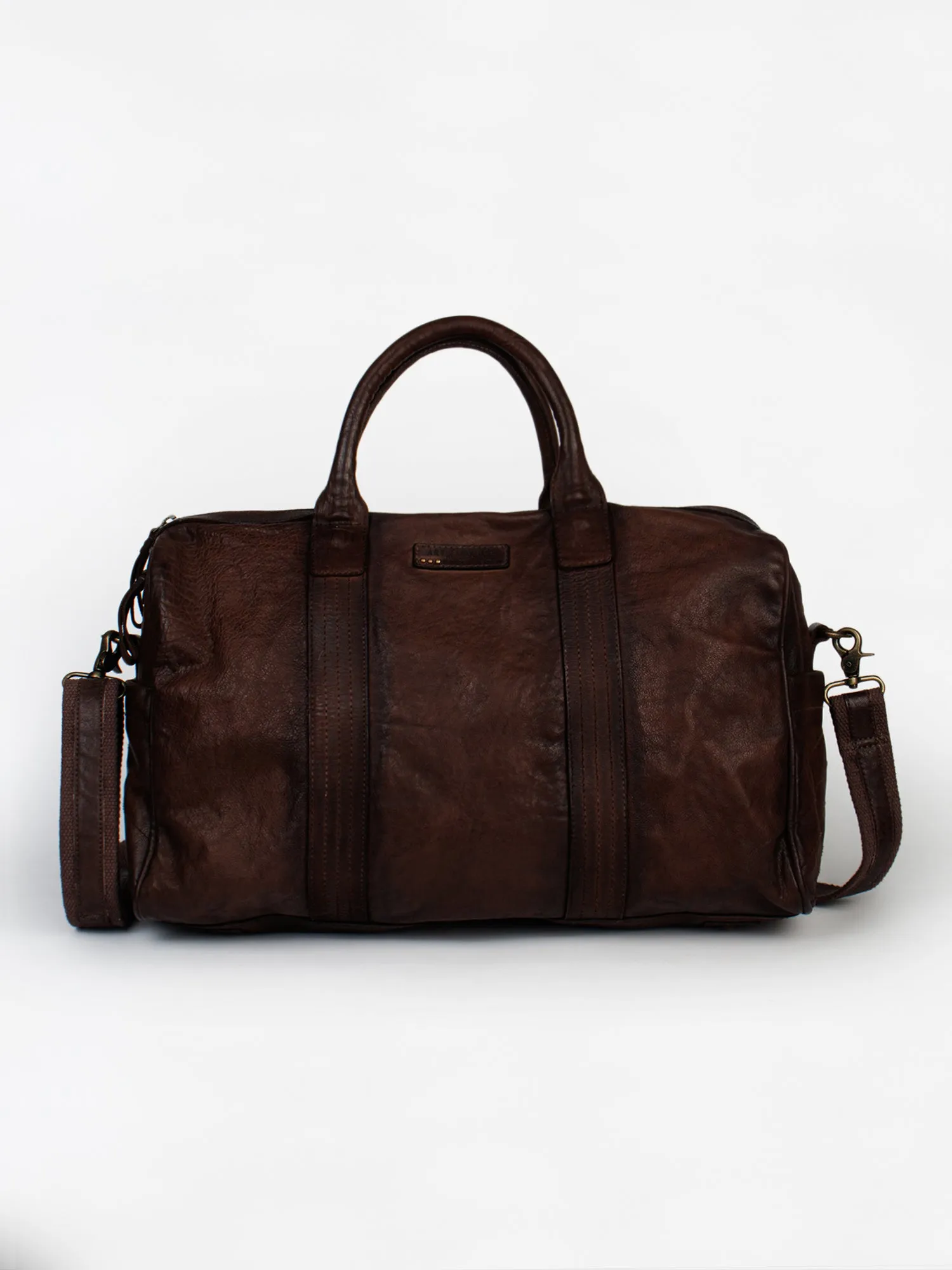 Alexander: Travel Weekender Bag With Brown Washed Effect