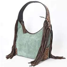 American Darling - Green Suede & Fringe Hobo Handbag ADBGA371