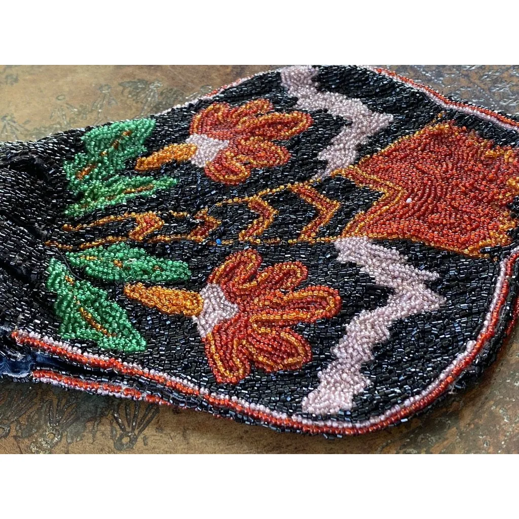 Antique 1920s Beaded Bag Made in France Colorful Floral Deco Evening Purse