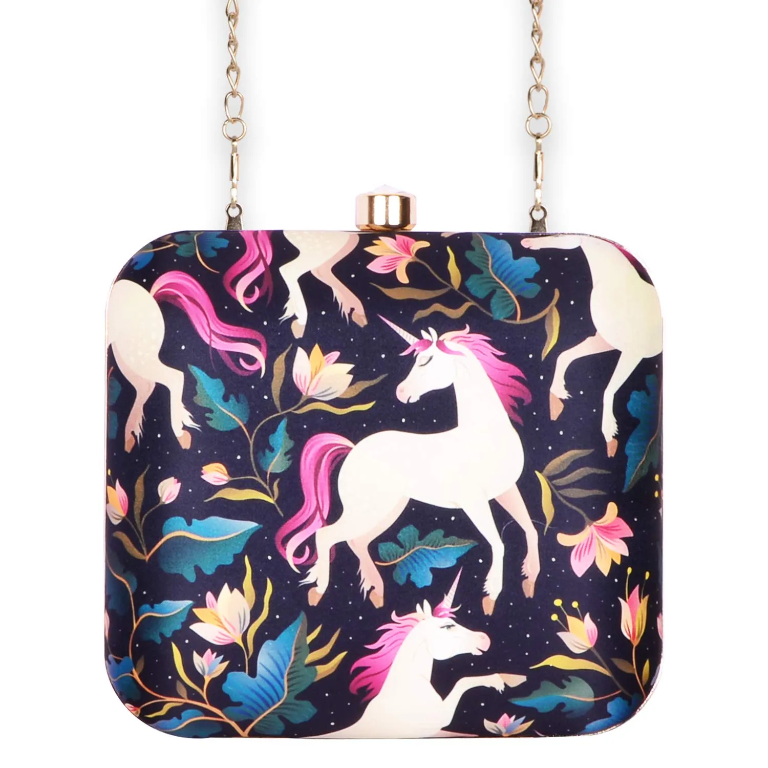 Artklim Women's Unicorn Clutch Bag with Detachable Sling (Multicolour)