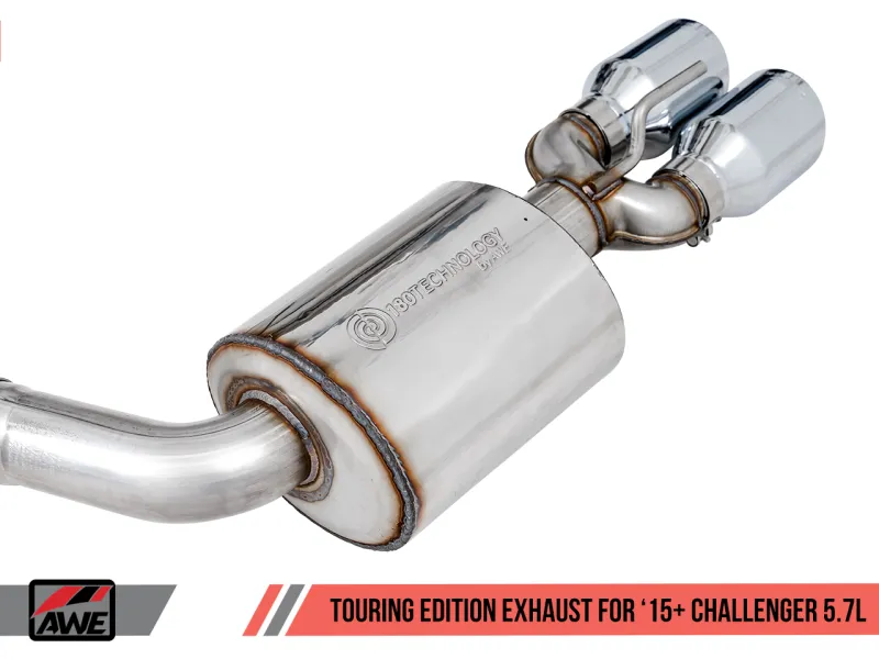 AWE Tuning 2017  Challenger 5.7L Touring Edition Exhaust - Non-Resonated - Chrome Silver Quad Tips