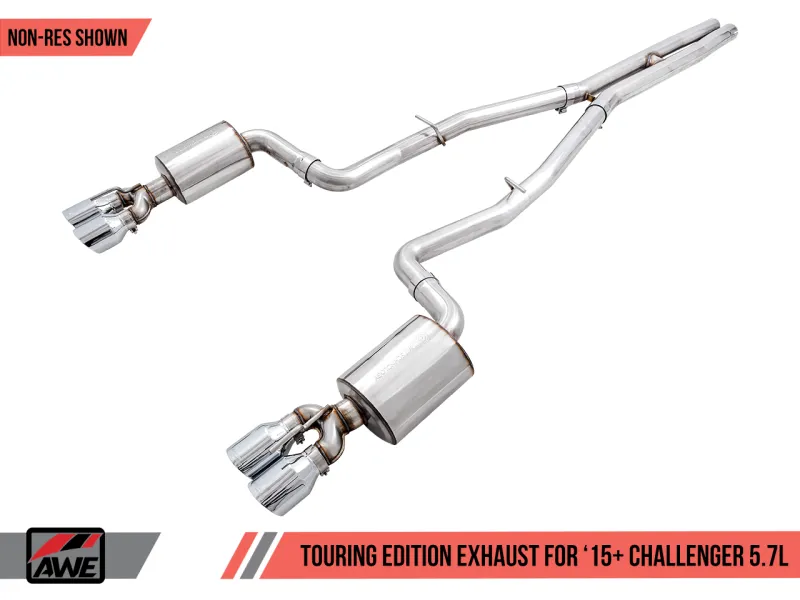 AWE Tuning 2017  Challenger 5.7L Touring Edition Exhaust - Non-Resonated - Chrome Silver Quad Tips