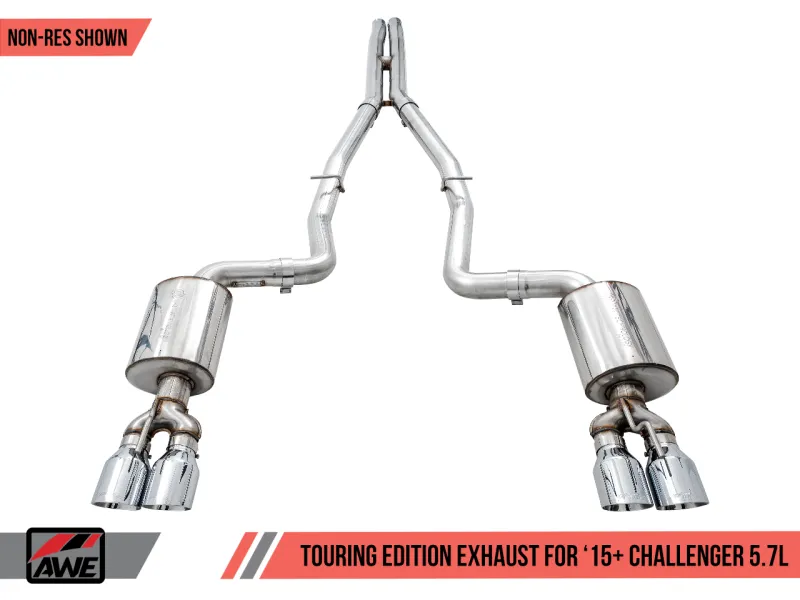 AWE Tuning 2017  Challenger 5.7L Touring Edition Exhaust - Non-Resonated - Chrome Silver Quad Tips