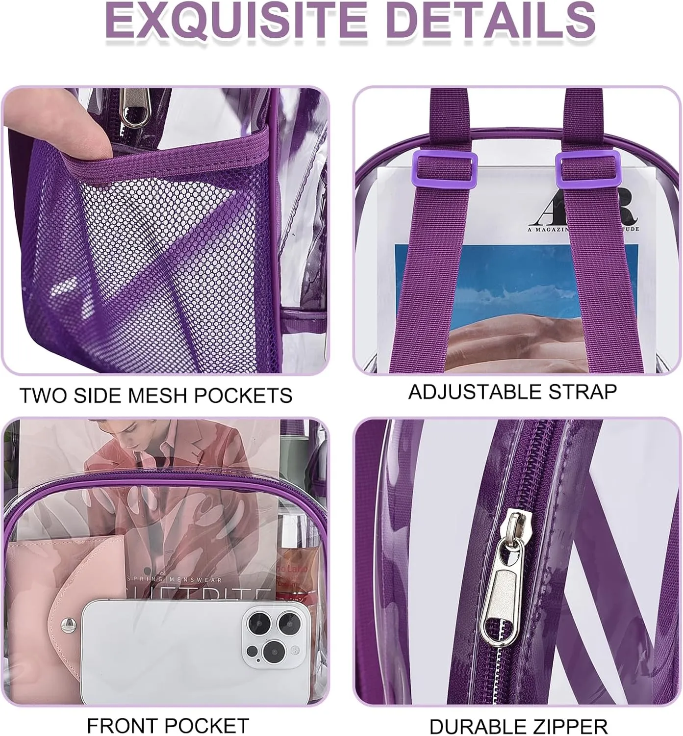 Back To School Purple Clear Backpack