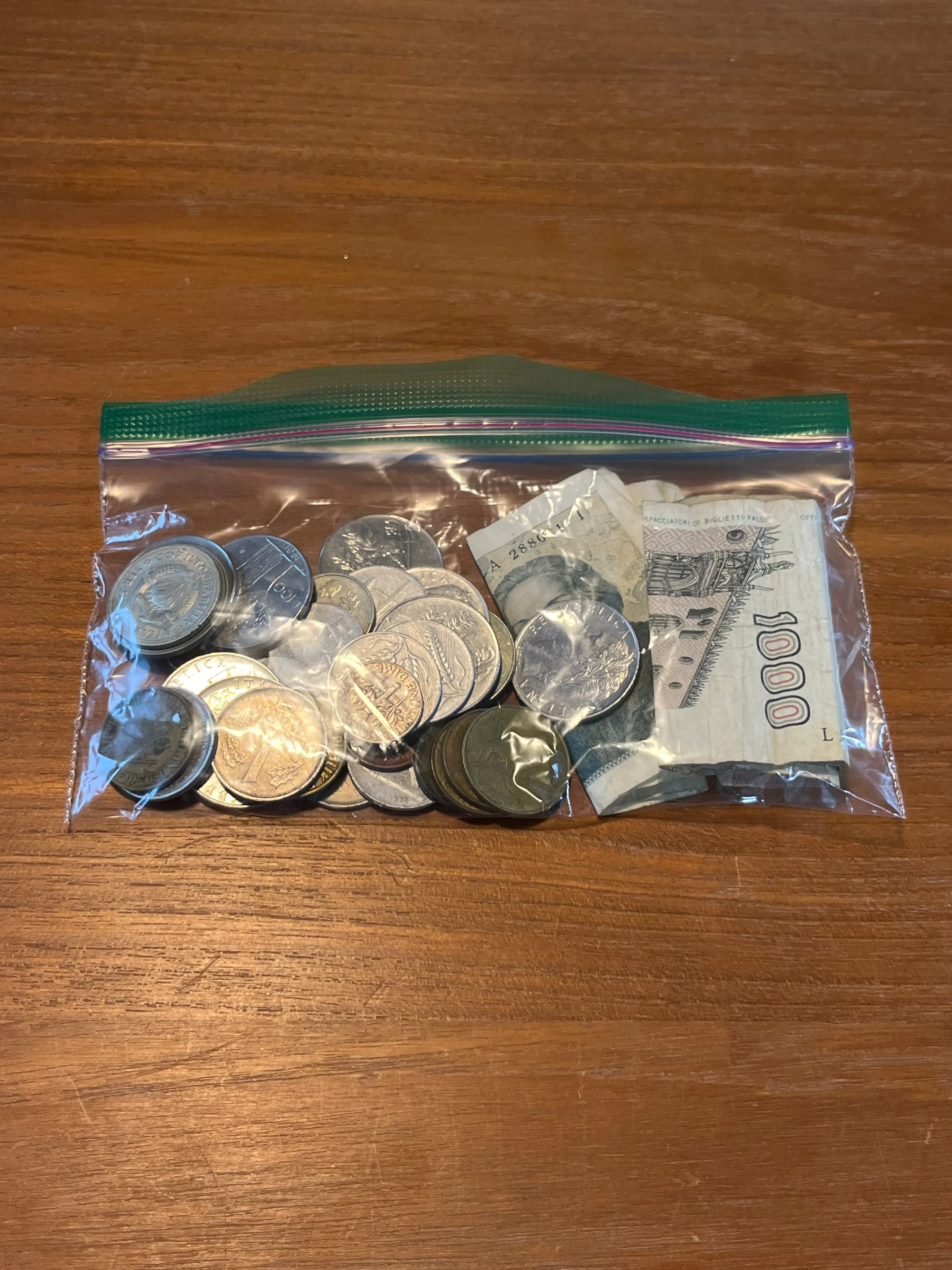 Bag of Assorted Coins and Bills