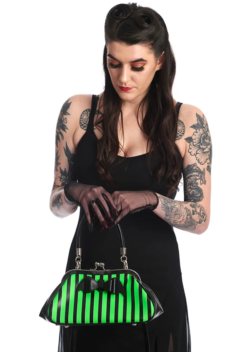 Banned Night of Mystery Stripe Bag Green