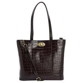 Barbour Eilein Leather Tote Bag in Black Cherry