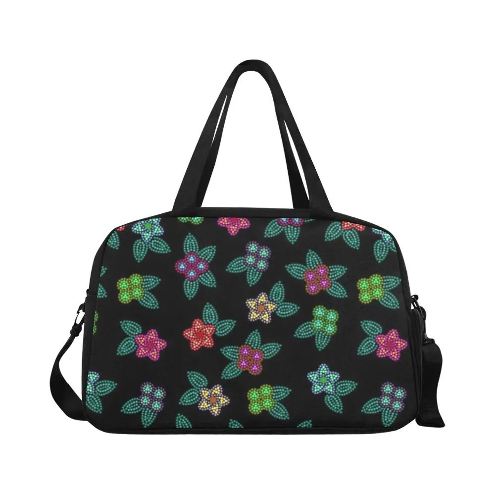 Berry Flowers Black Weekend Travel Bag