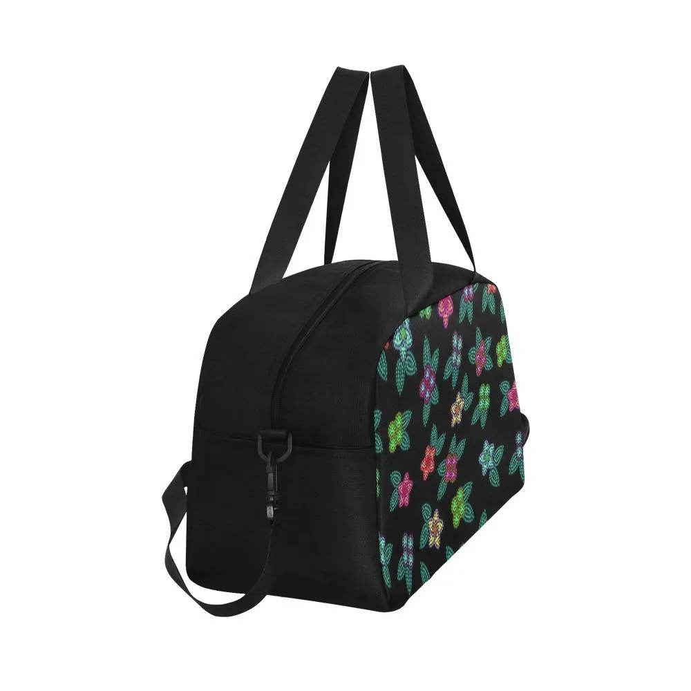 Berry Flowers Black Weekend Travel Bag