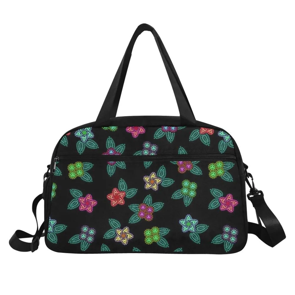 Berry Flowers Black Weekend Travel Bag