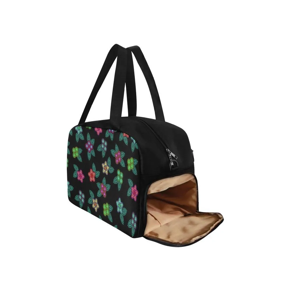 Berry Flowers Black Weekend Travel Bag