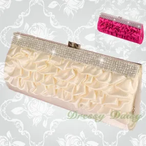 BG013 Diamante Satin Wedding Party Bridal Clutch Purse Bag Handbag Various Color