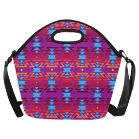 Big Pattern Fire Colors and Sky Moon Shadow Large Insulated Neoprene Lunch Bag