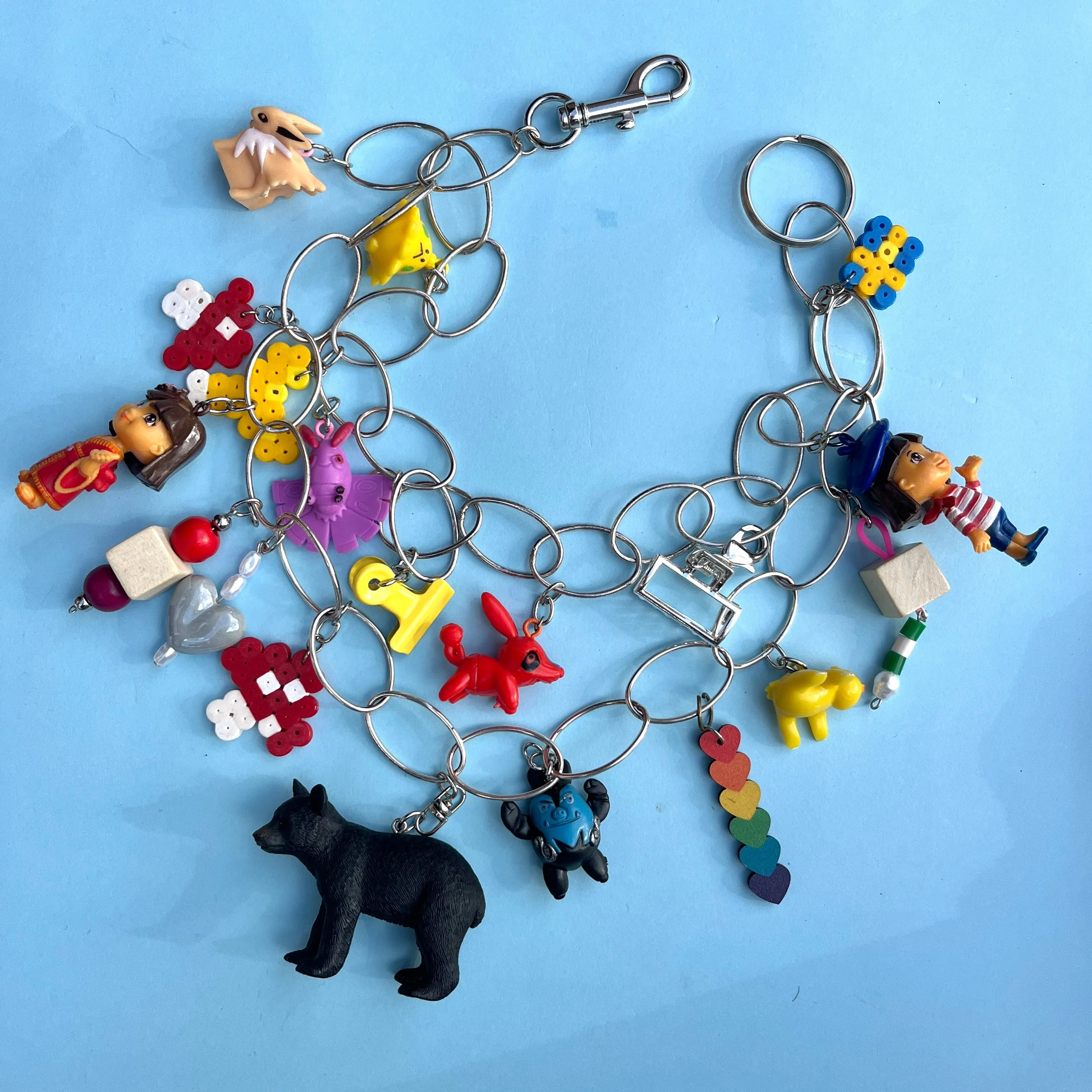 Black bear bag charm / necklace Clowncore