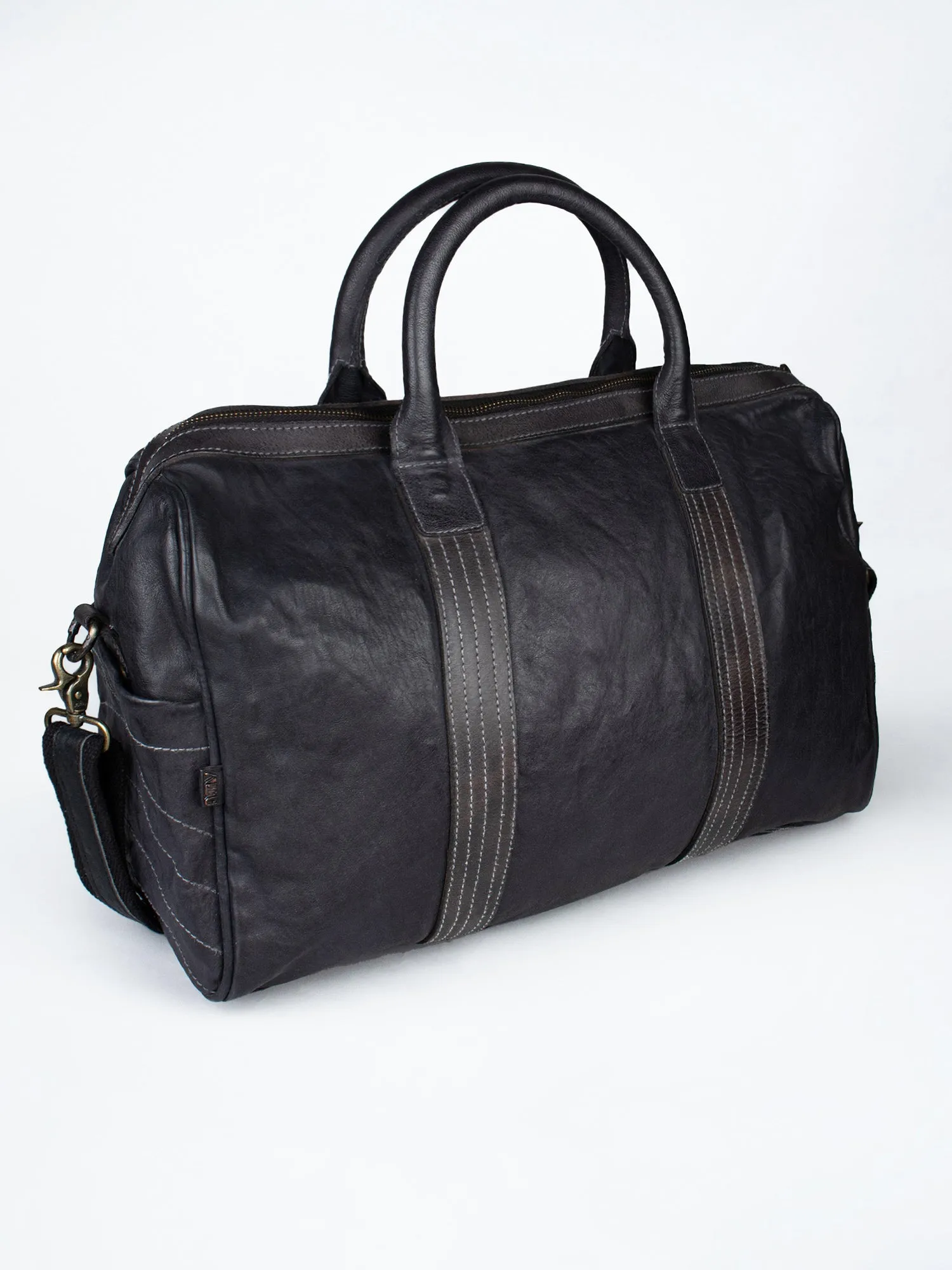 Black Leather Weekender Bag