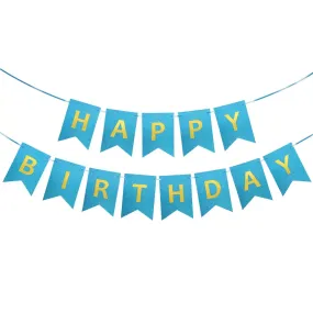 Blue Glitter Birthday Banner