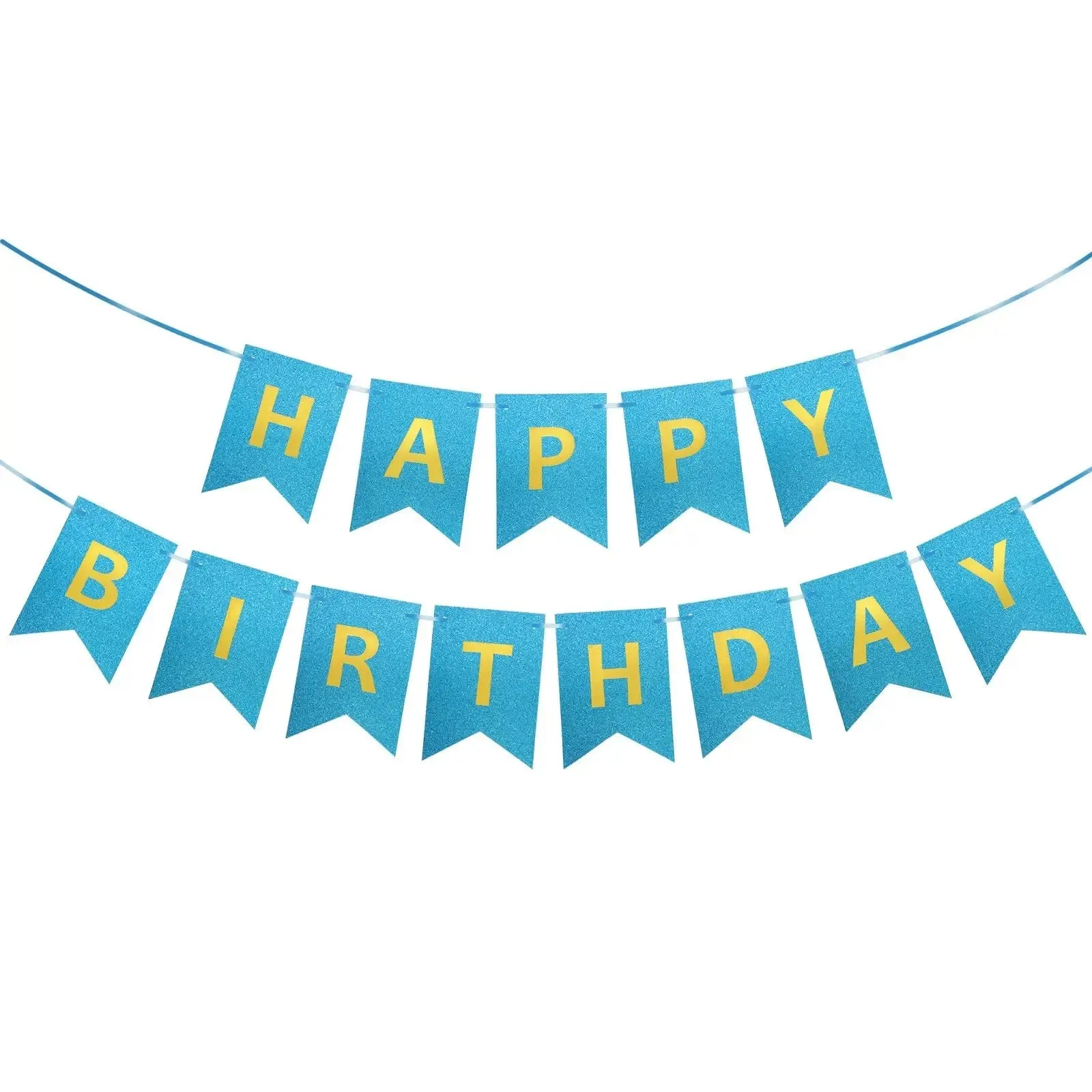 Blue Glitter Birthday Banner