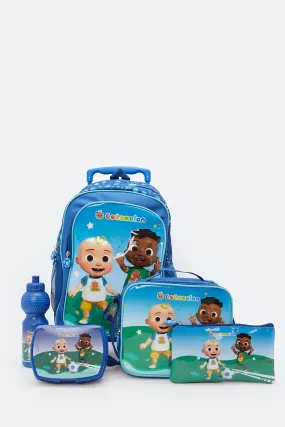 Boys Blue Cocomelon  Print Trolley Set (5 Piece)