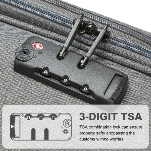 British Traveller 28" Lightweight Expandable Soft Shell Suitcase with TSA Lock - Grey