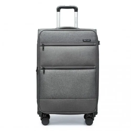 British Traveller 28" Lightweight Expandable Soft Shell Suitcase with TSA Lock - Grey