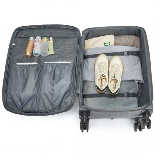 British Traveller 28" Lightweight Expandable Soft Shell Suitcase with TSA Lock - Grey