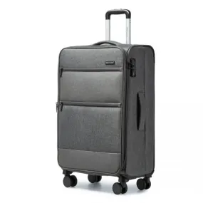 British Traveller 28" Lightweight Expandable Soft Shell Suitcase with TSA Lock - Grey