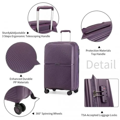 British Traveller 28" Purple Spinner Hard Shell PP Suitcase with TSA Lock