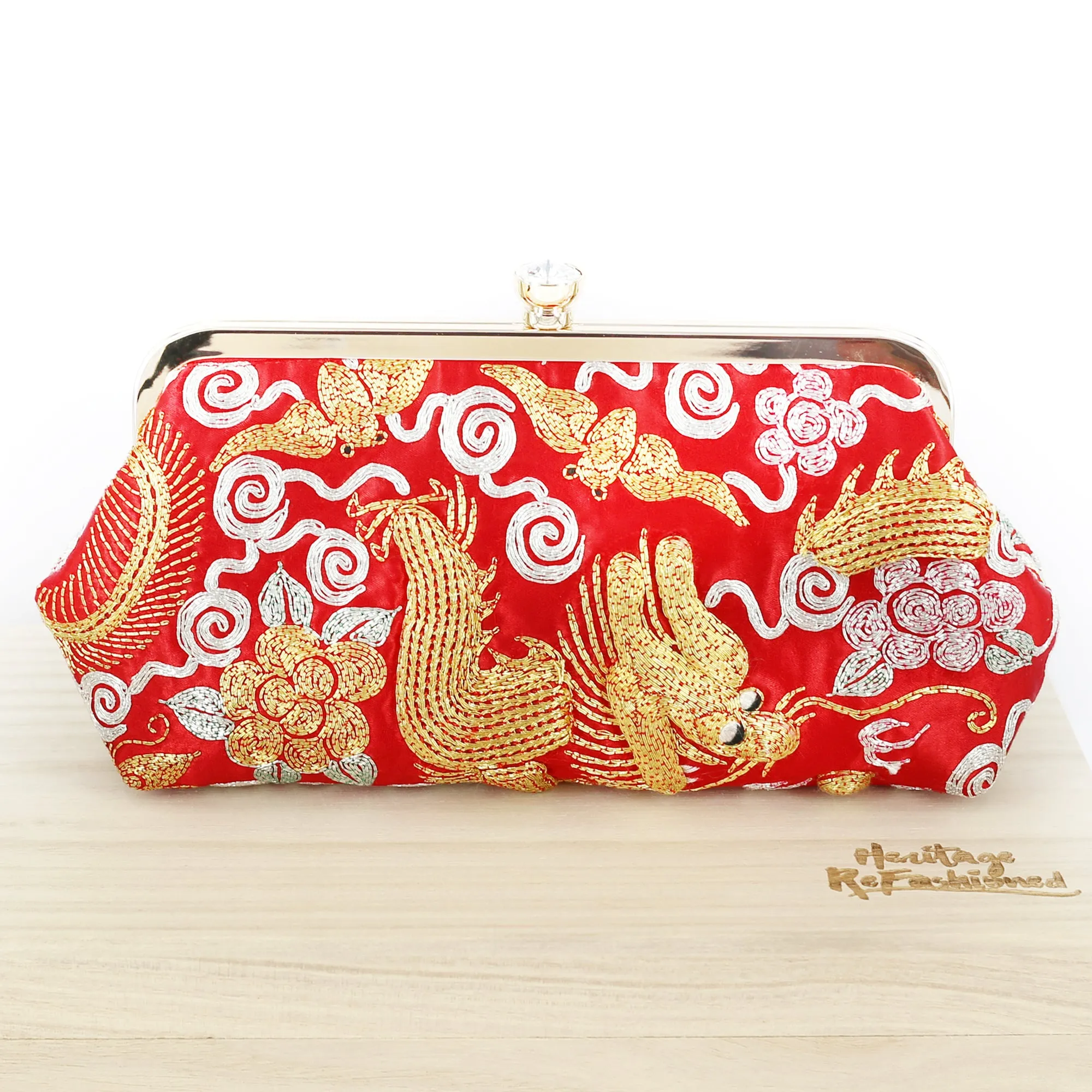 Chinese Kwan Kwa Clutch - Dragon & Phoenix 【裙褂手袋-龍鳳】