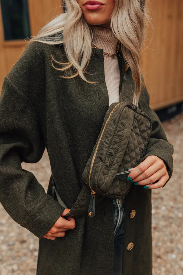 Clean Slate Quilted Fanny Pack In Army Green