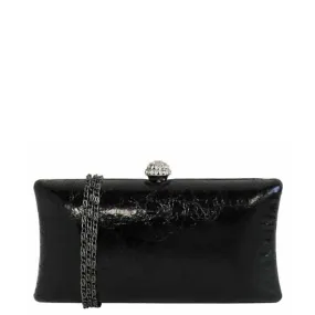 Crackled Metallic Box Evening Clutch