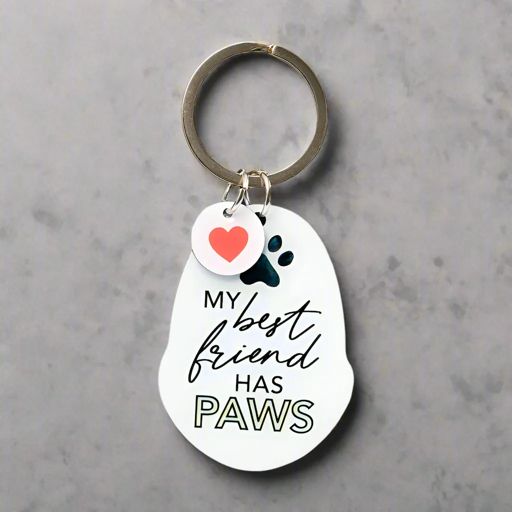 Crazy Cat Lady, Cat Mum, Best Friend Has Paws Enamel Heart Keyring Bag Charm