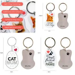 Crazy Cat Lady, Cat Mum, Best Friend Has Paws Enamel Heart Keyring Bag Charm