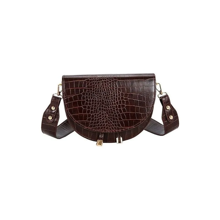 CrocLuxe Exotic PU Semicircle Clutch Bag