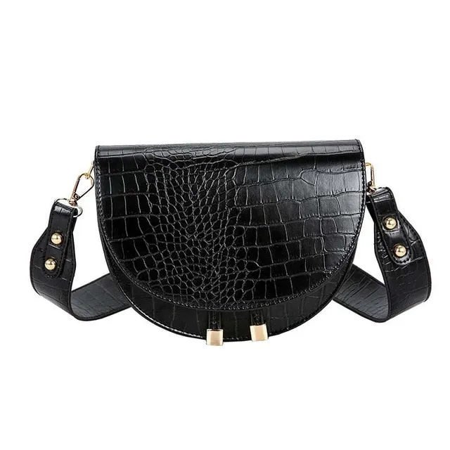 CrocLuxe Exotic PU Semicircle Clutch Bag