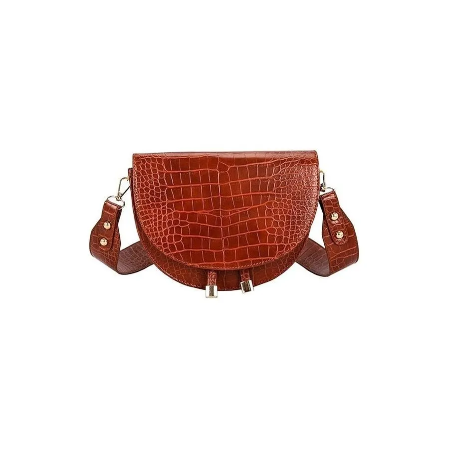 CrocLuxe Exotic PU Semicircle Clutch Bag