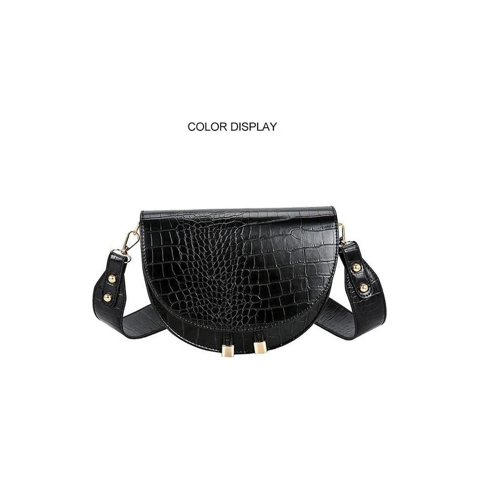 CrocLuxe Exotic PU Semicircle Clutch Bag