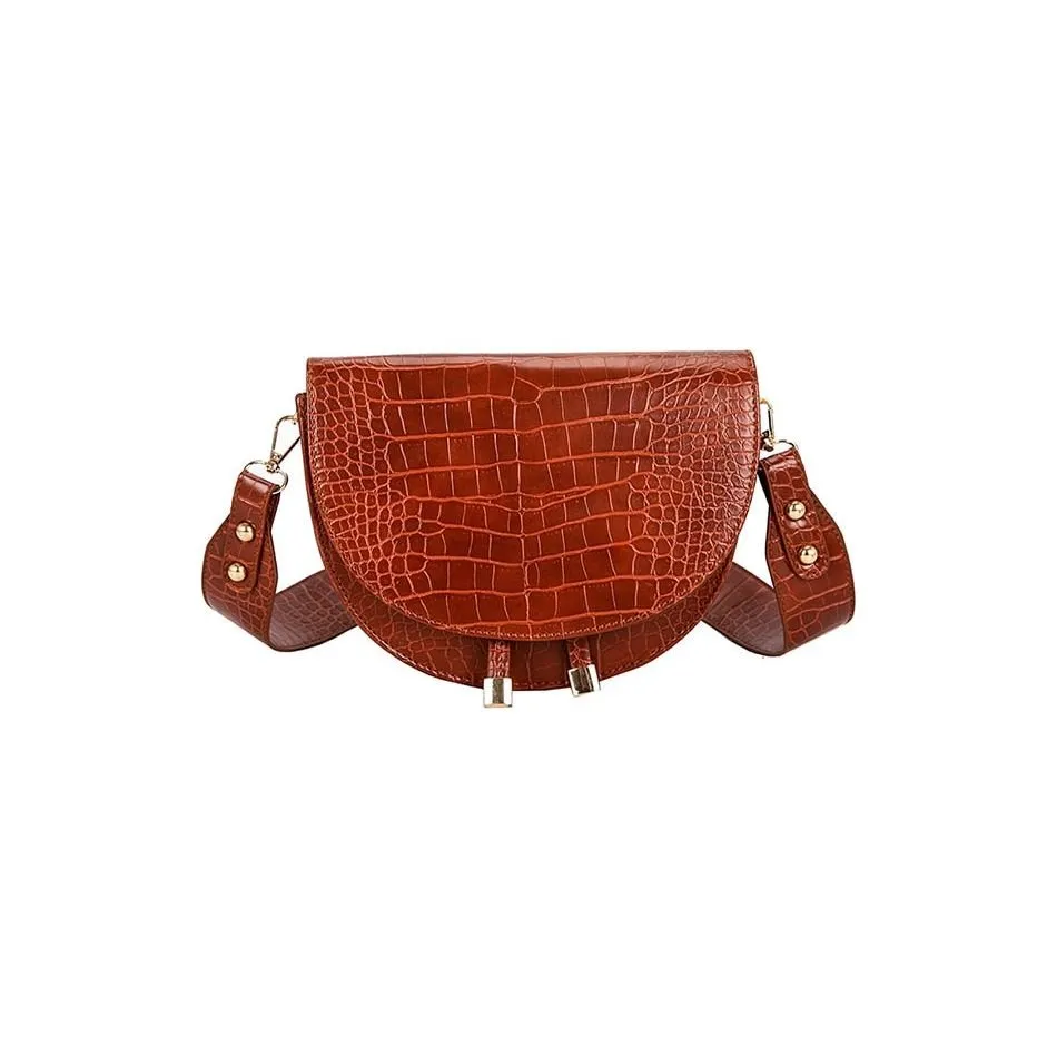 CrocLuxe Exotic PU Semicircle Clutch Bag