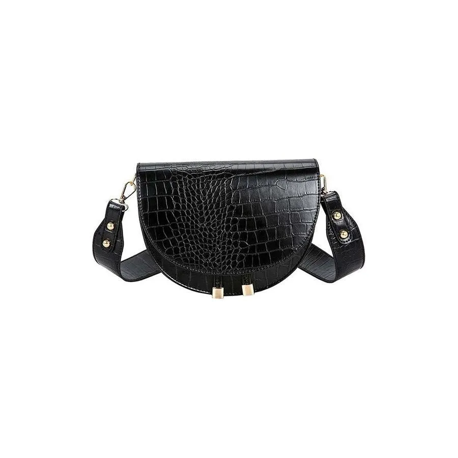 CrocLuxe Exotic PU Semicircle Clutch Bag