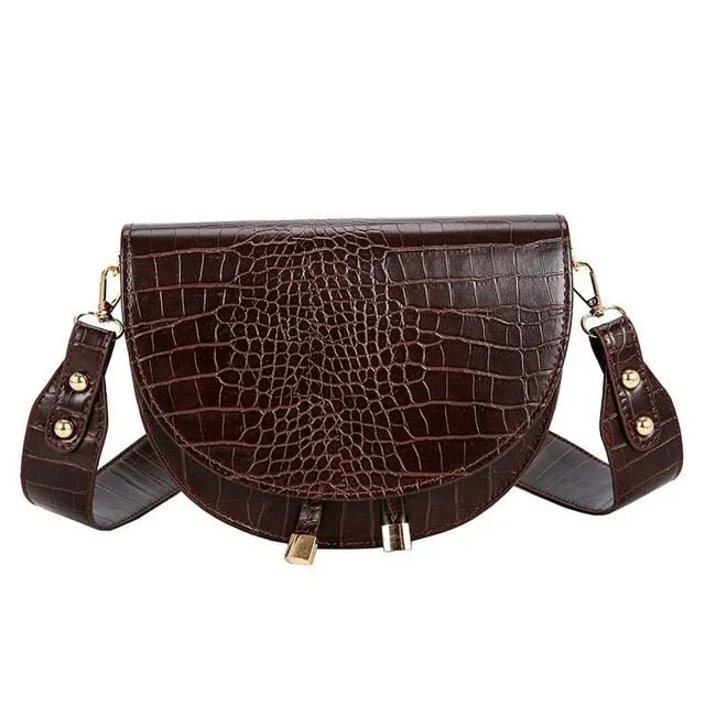 CrocLuxe Exotic PU Semicircle Clutch Bag