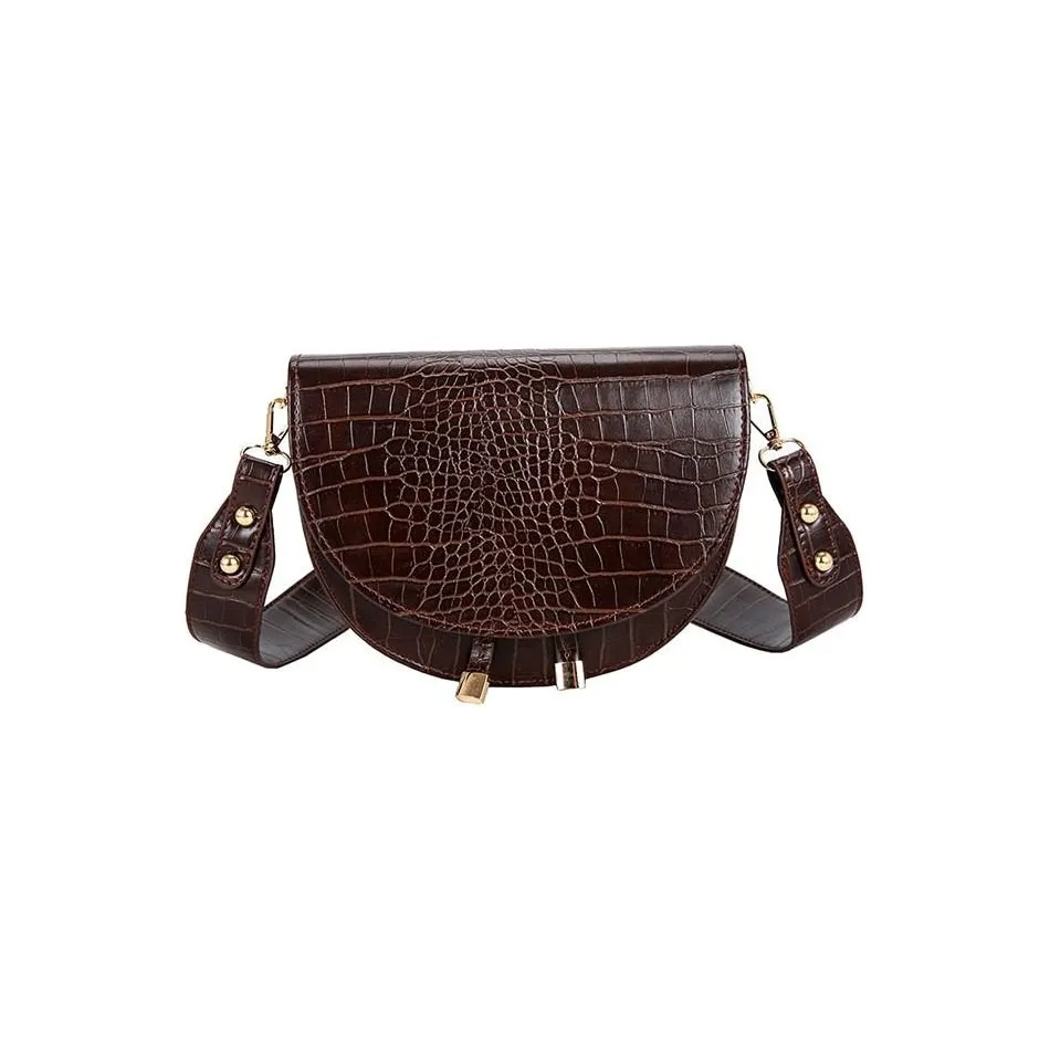 CrocLuxe Exotic PU Semicircle Clutch Bag